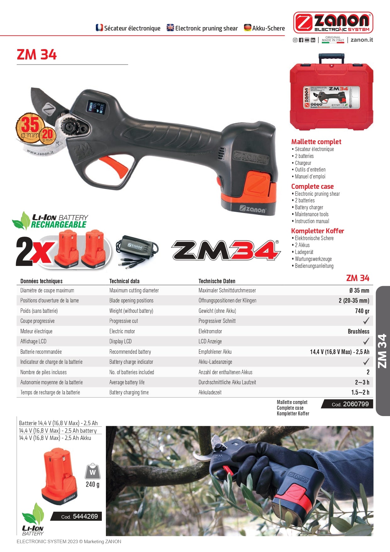 Forbice ZANON ZM 34 + 2 Batterie