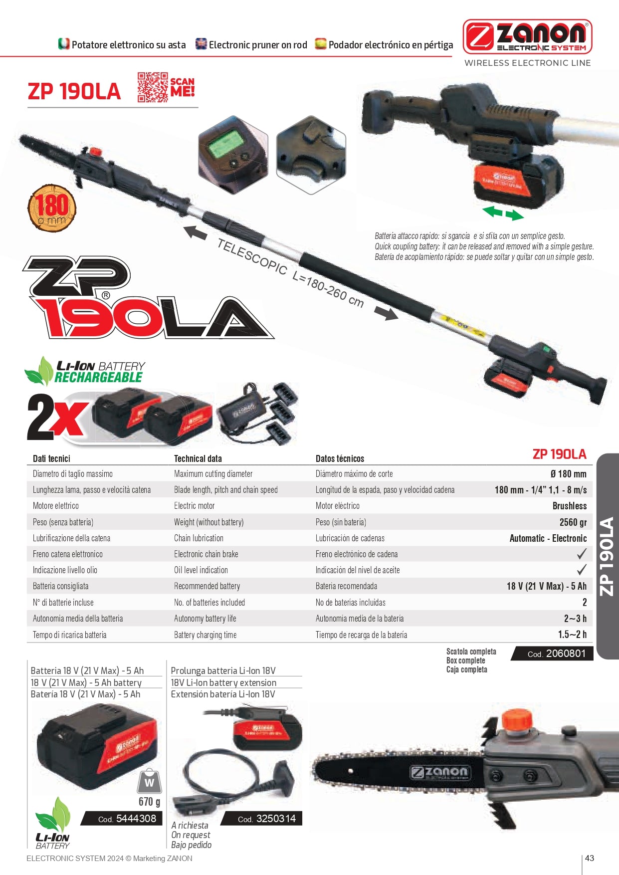 Potatore ZANON asta Telescopica ZP 190LP