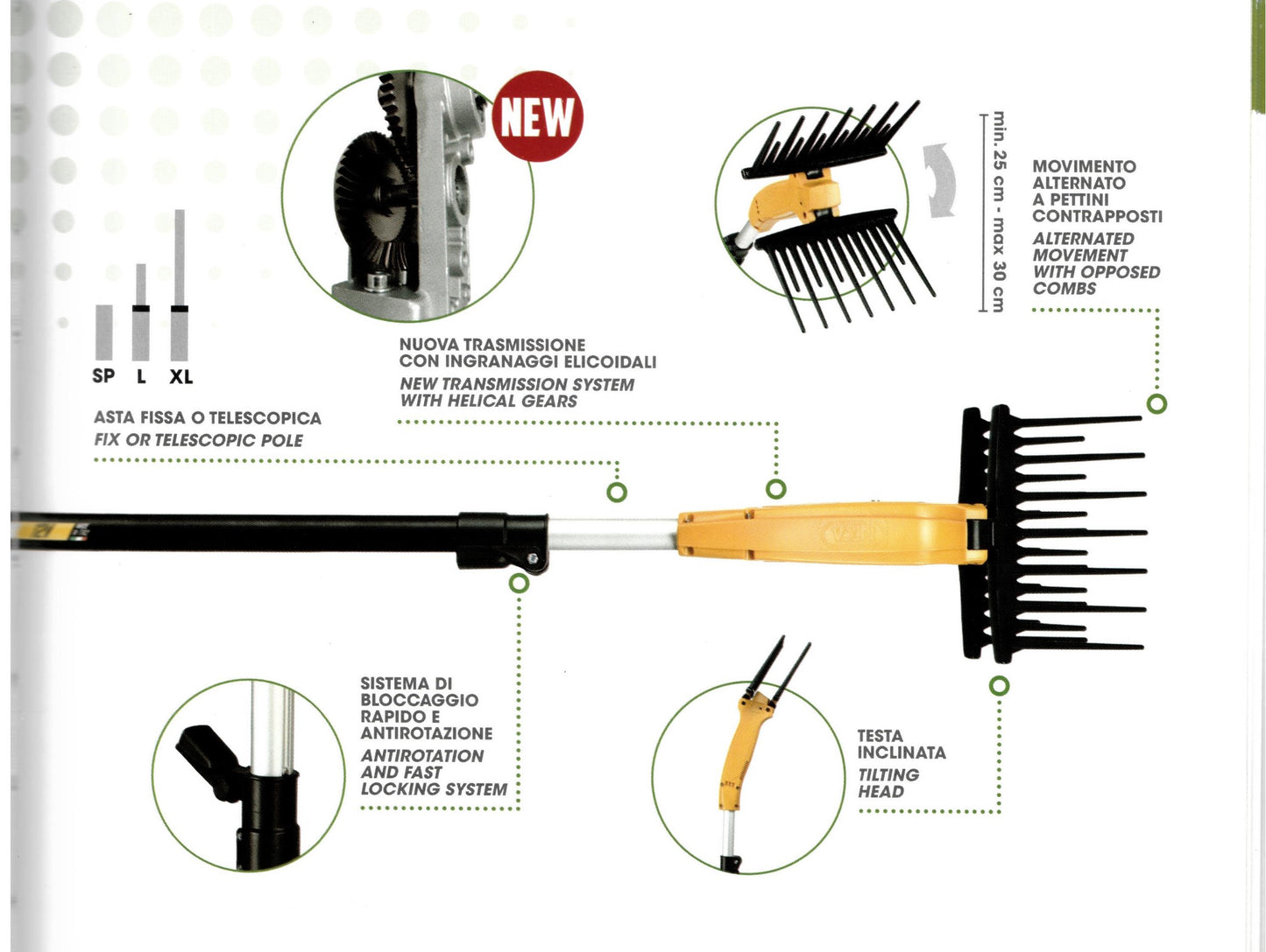 Abbacchiatore elettrico VOLPI DUALCOMB 13 -355L TELESCOPICO