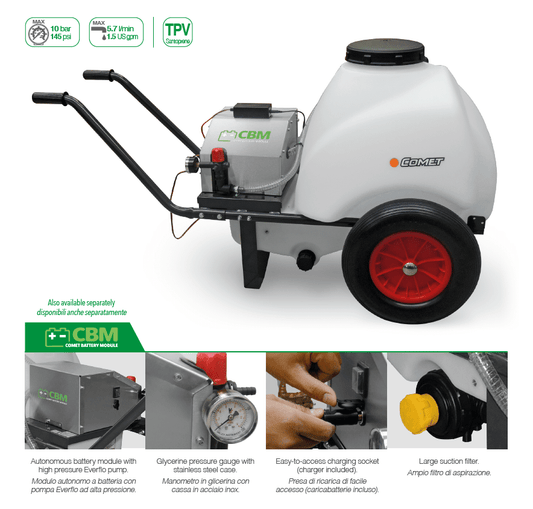 Pompa Irrorazione a Batteria CON CARRIOLA LT. 120 MODULO CBM 1500