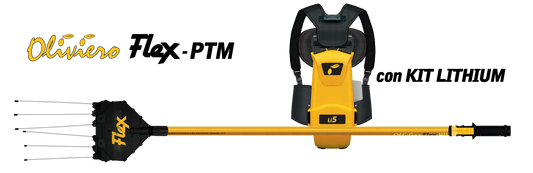 Abbacchiatore elettrico OLIVIERO FLEX FOFESSIONAL PTM Telescopico +Batteria LITIO Li5